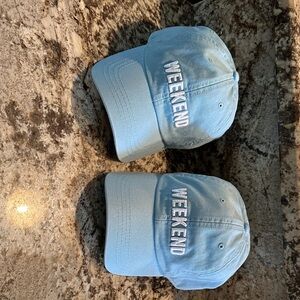 State of Mind Light Blue 'Saturday + Sunday' Embroidered Baseball Cap. Set of 2